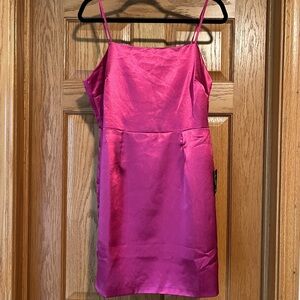 Lulus Sleek Pink Satin Dress